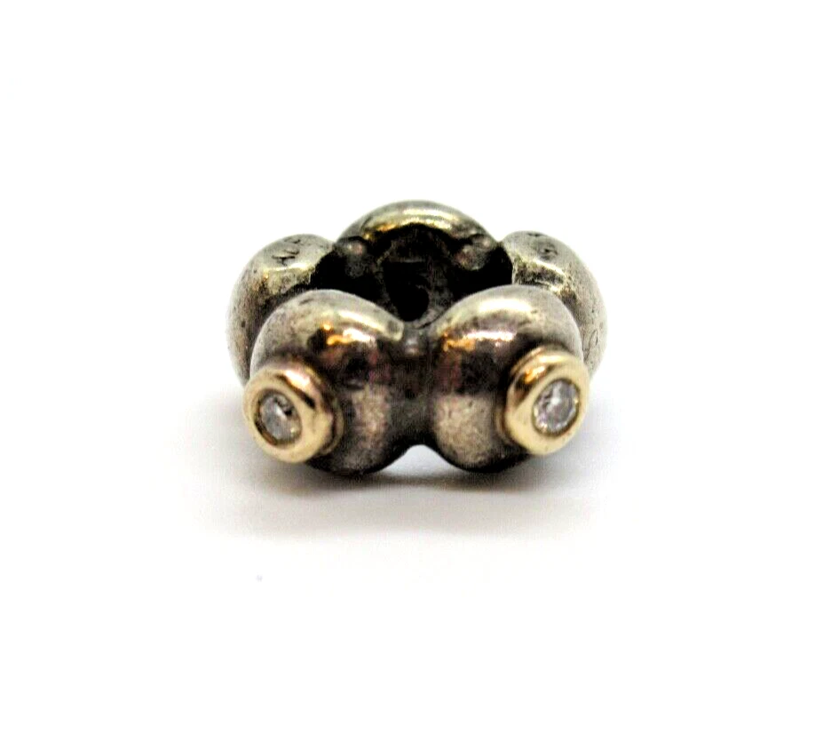 *TRAUM* PANDORA Charm ALE 925 Silber 14K Gold Silber Diamanten RARITÄT Modernist