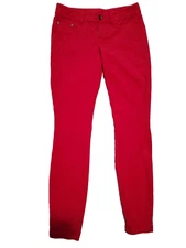 Express Ladies Red Jeggins Leggings 2 Back Pockets Zip Button  Stretch XS
