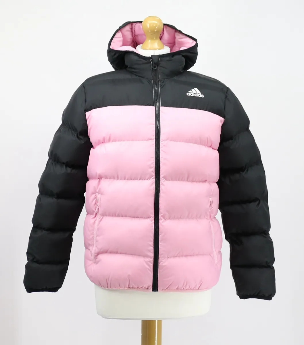 ADIDAS PADDED COLOUR BLOCK JACKET CHILDRENS HOODED PINK PUFFER GIRLS RRP  £60 AD | eBay