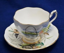 50s QUEEN ANNE England HUNTING & FISHING Scene Pattern #5334 Set Cup & Saucer