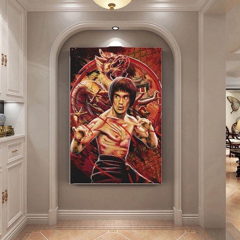 Bruce Lee  movie enter the dragon graffiti canvas Poster wall art Wall Decor