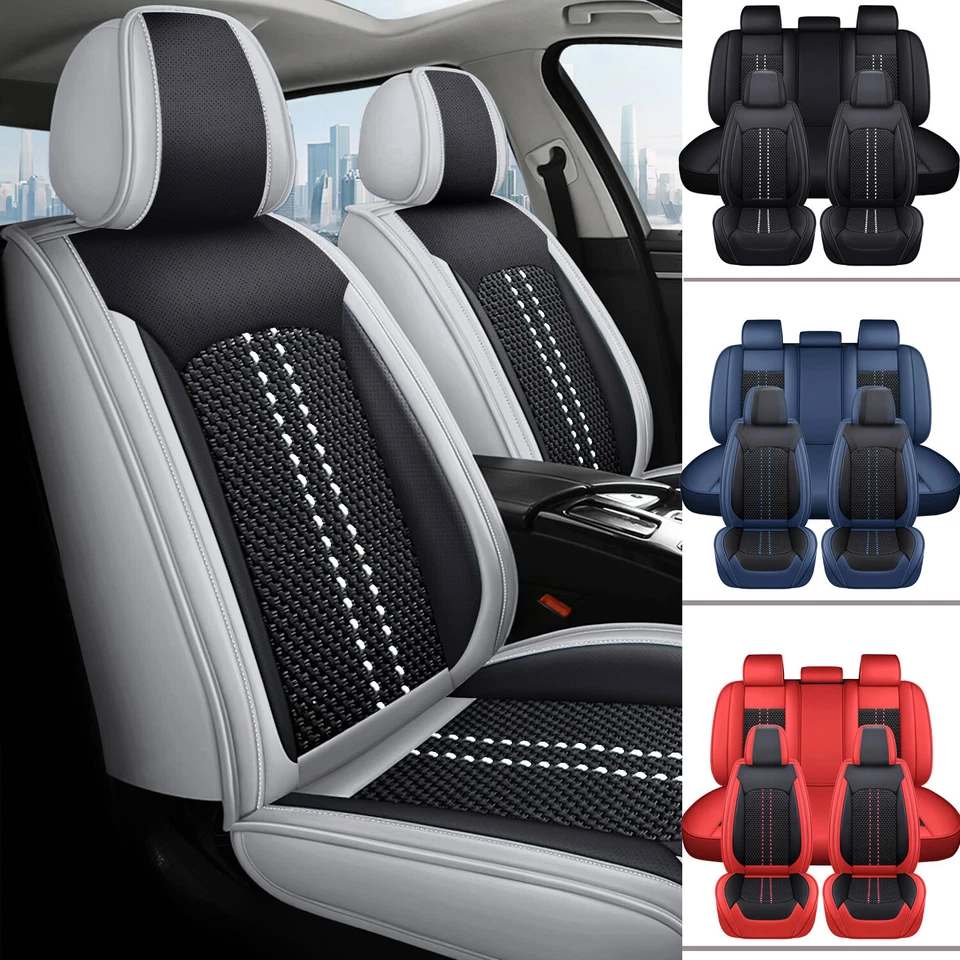 For Volkswagen Car 5 Seat Cover Nappa Leather Front Rear Bench Cushion Protector Foto 2 de 4