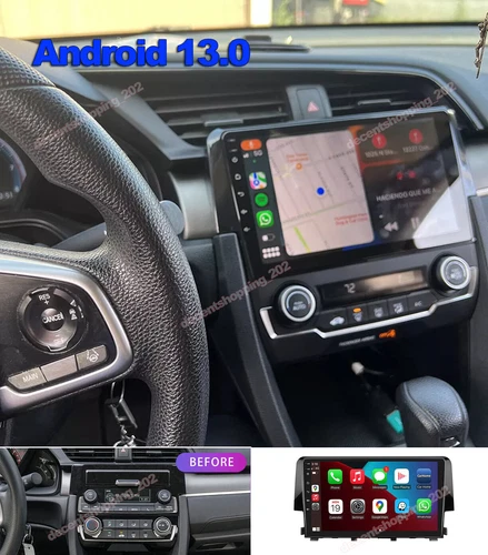 Android 13 Carplay Stereo For Honda Civic 2016 2017 2018 2019 2020 GPS Nav Radio
