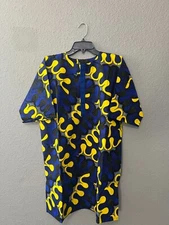 African clothing for men-Dashiki M-7X BLUE