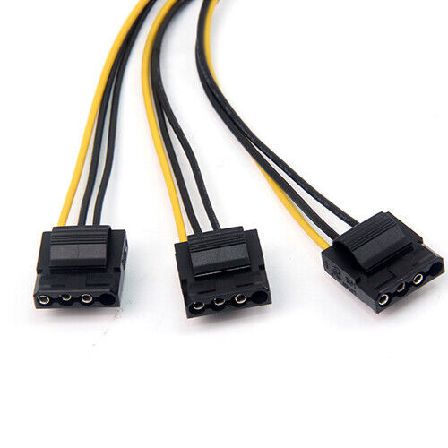 PC PCIe 6pin Female to 3 Molex IDE 4pin Graphic Card Power Supply Splitter Cable - Picture 4 of 5