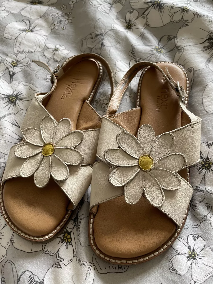 Beautiful Next Premium All Leather Girls Flower Sandals Size 2