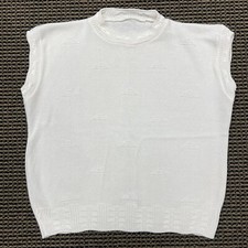 Handmade Vintage White Knit Sweater Vest Women s Large Made In USA