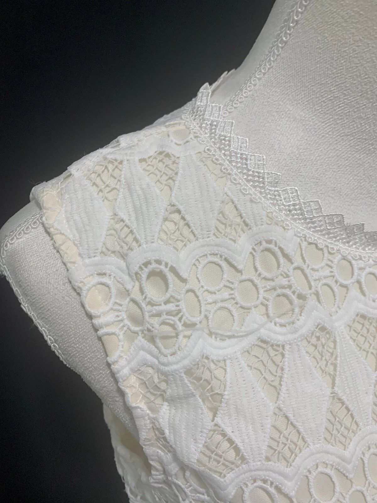 OFF WHITE Abito con frange Lulus Off bianco crema all'uncinetto senza maniche in pizzo all'uncinetto medio