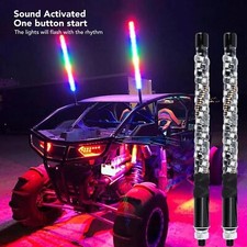 2PCS 1FT LED Whip Lights ,Remote Control Flagpole Antenna Whips for Off Road ATV