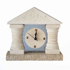 Orologio TEMPIO con COLONNE scultura bomboniera Carparo Pietra Leccese 23 x 23cm