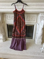 Luca Couture LC Spaghetti Strap Paisley Maxi Dress Small