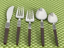 Interpur INR19 Stainless Brown Handle Black Accent Flatware SMART CHOICE E12G