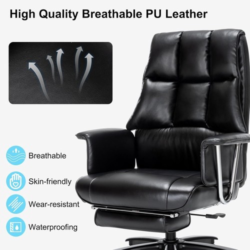 Executive Office Chair, Big and Tall PU Leather Office Chair with Wide Seat, ... - Picture 8 of 9