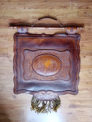 Handgefertigter Leder Wandbehang Kunst Handwerk Vintage Geschenk Sammlerstück Jagd