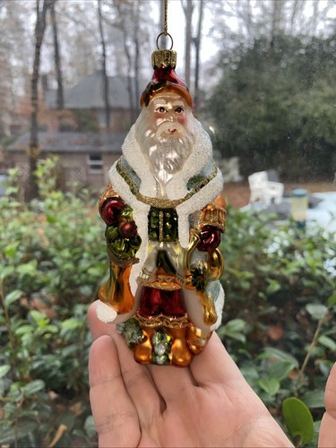 Fitz & Floyd Glass Holiday Clairmont Santa Claus Ornament Decoration 6" - Picture 6 of 13