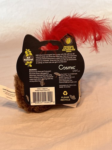 Quirky Kitty 2 pack Hedgehog & Pizza Catnip & Silvervine Cat Toy Pet Feather - Picture 2 of 4