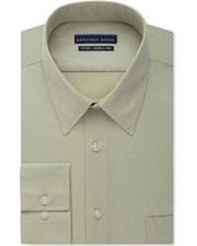 90 Geoffrey Beene Men Fitted Beige Wrinkle-Free Casual Dress Shirt 14.5 32/33 S