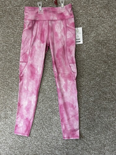 Athletic Works Active Leggings Tie Dye Pink Girls DriWorks Breathable Size M 7/8