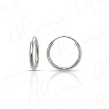 14k White Gold Lightweight Endless Hoop Earrings 10-20x1.0mm 