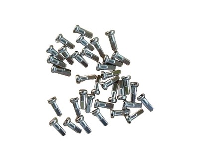 SLE SPOKES 12mm & 16mm, 36 pcs, Galvanized Steel, Silver Bicycle Spoke Nipples