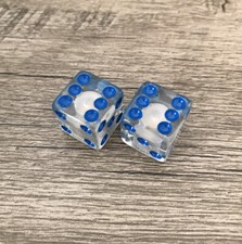 2X Clear Dice Blue Dots Valve Stem Cover Caps Car Truck Bike Motorcycle Bicycle