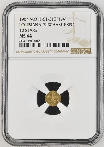 1904 1/4 Louisiana Purchase Expo Gold, 10 Stars, MS64 NGC. H-61-310, LFRQ-3.