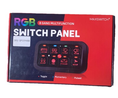 RGB 8 Gang Switch Panel Toggle Momentary Pulsed One Sided Outlet Relay Marine