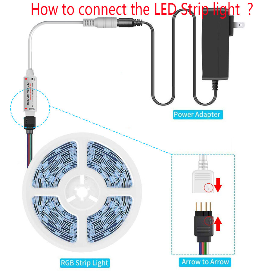65.6 FT RGB 5050 Bluetooth rgb led strips SMD 24 Key Remote Led Lights for  room | eBay