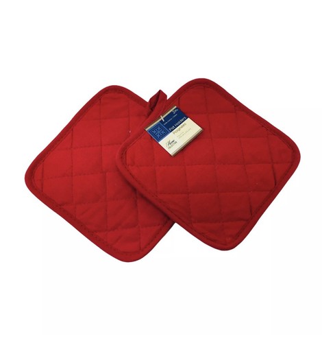 Home Collection Red Oven Mitt Glove Kitchen Heat Resistant Pot Holder Set of 3 - Picture 4 of 4