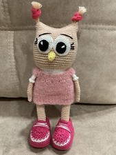 KNITTED TOY - Owl - 25cm SOFT HANDMADE NEW Decor AMIGURUMI Animal Eagle-owl Bird