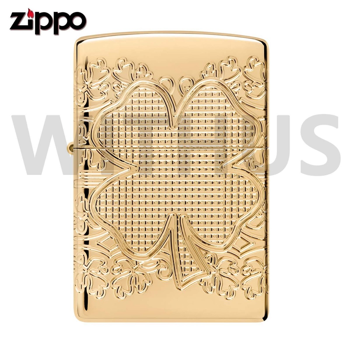 Zippo 46301 Deep Carved Lucky Clover Armor Lighter Gold