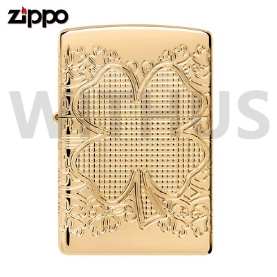 Zippo 46301 Deep Carved Lucky Clover Armor Lighter Gold-Plated