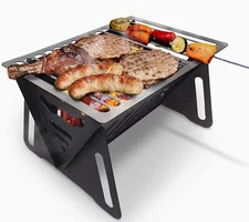Charcoal Grill, Portable BBQ Smoker - Lightweight Tabletop Outdoor Grill for Cam