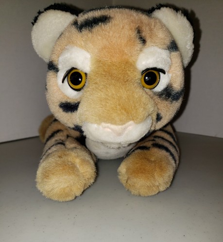Peluche vintage Dakin Tiger arancione nero 1987 15" sdraiato righe imbottite raro - Foto 8 di 8