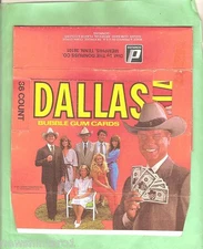 #D485.  DALLAS TV EWING FAMILY SAGA  COUNTER  DISPLAY BOX &  CARD WRAPPER 
