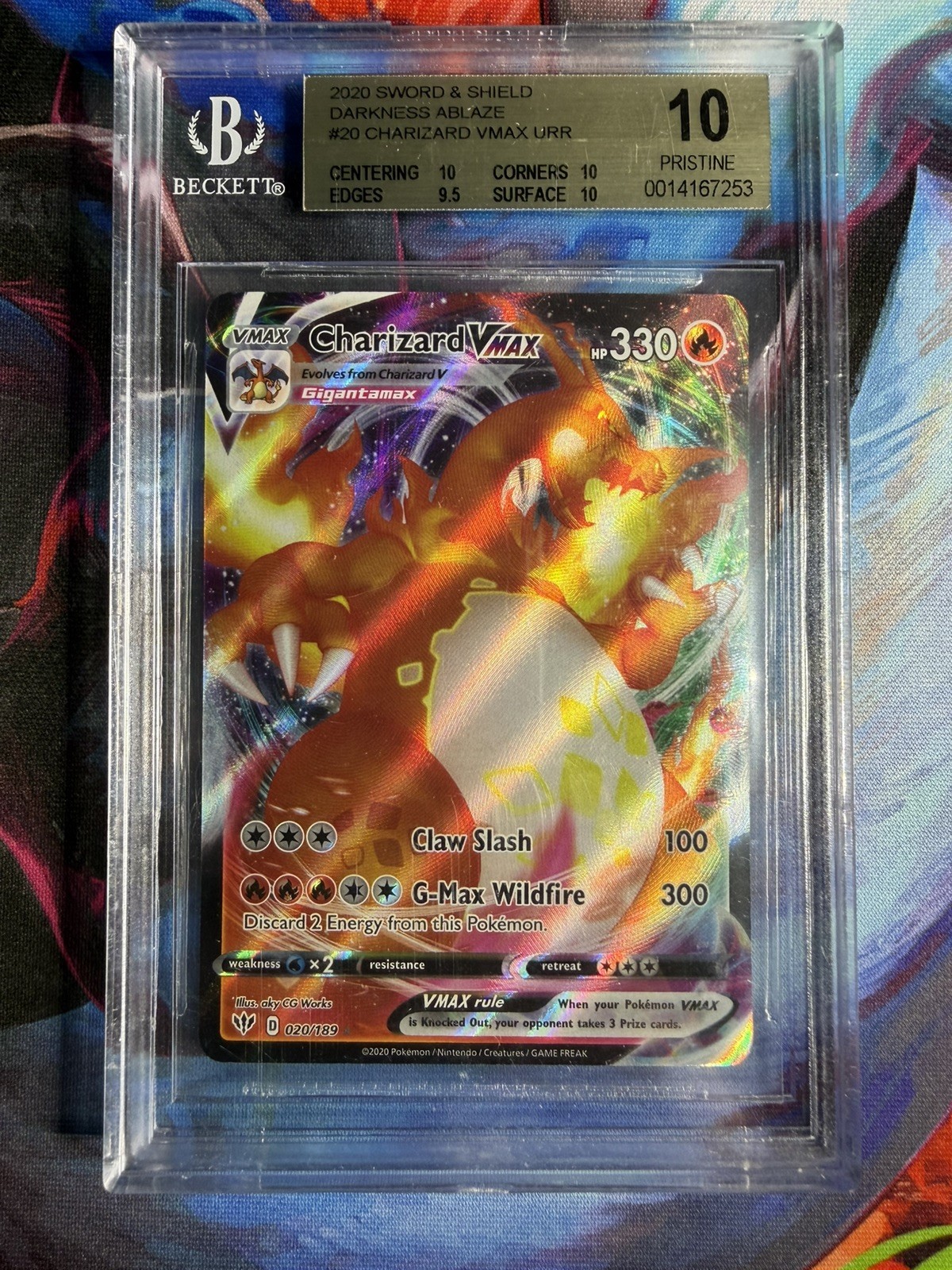 2020 Pokemon Charizard VMax BGS 10 Pristine 20/189 Darkness Ablaze Full Art Rare