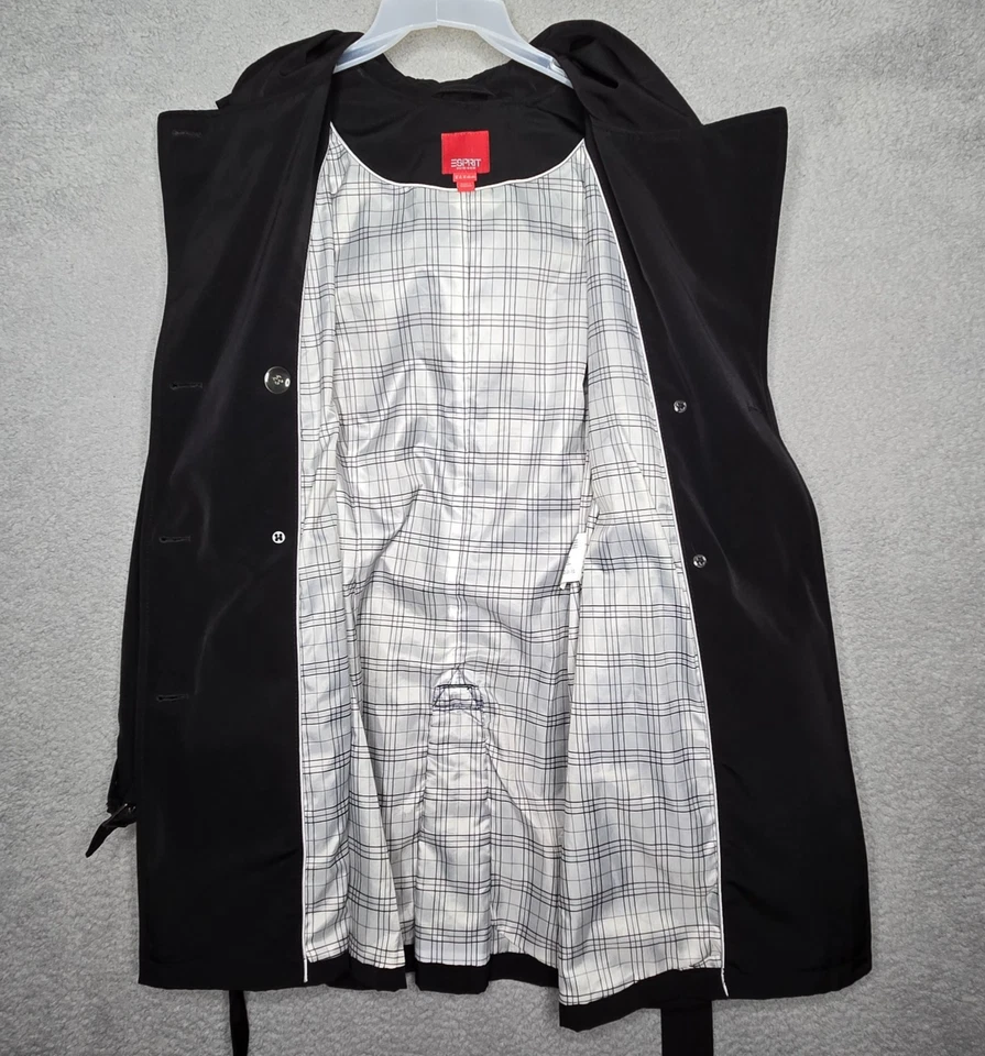 Chaqueta impermeable de colección años 90 ESPIRIT doble botonadura para mujer XL - Bolsillos con capucha para cinturón Foto 4 de 4