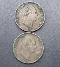 1834 & 1831 Half Penny William IV Copper Coins Lot E3