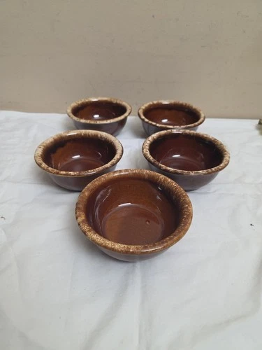 Vintage McCoy  Brown Drip Pottery Bowls 5x2 Set Of 5  Nice
