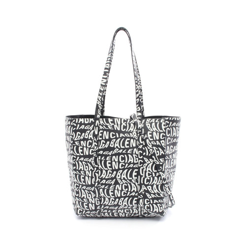 Balenciaga Everyday Tote XS Print Leather Black White 2Way Used Authentic