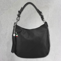 Florence Echtleder Hobo Bag Damen Schwarz Schultertasche UmhäNgetasche OTF134S