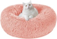 Hundebett Rund Flauschig PlüSch Waschbar M-50Cm Rosa FüR Hunde Katzen Haustiere
