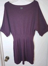 Express Size M Jewel Tone Dress Purple Dolman Sleeve Jersey Knit Sparkle