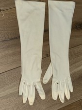 Vintage W.P.L Ivory Off White Nylon Formal Long Gloves Small Hand Made in Italy