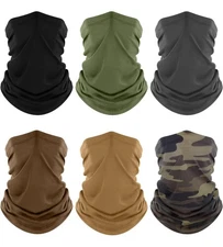 Neck Gaiter, 6 Pack Cooling UV Protection Bandana Buff Face Mask Gator Scarf ...
