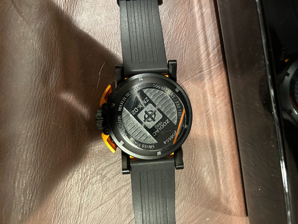 Zodiac ZMX-02 Mens Black Dial and Black Rubber Band Strap Watch