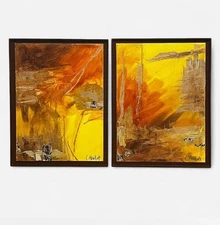 Original Art Abstract Mixed Media Paintings Set Carol Hawkins Earth Wind & Fire