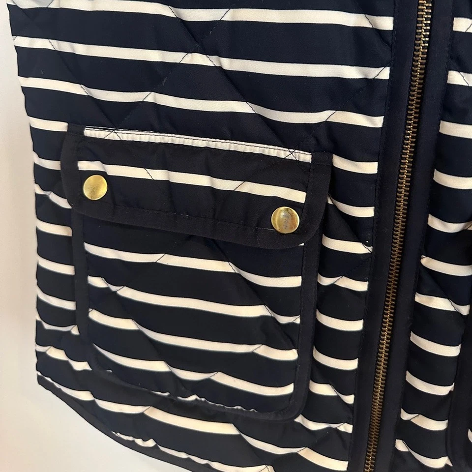 J.Crew Navy Striped Women's Quilted Vest - Size XS - Image 4 of 4