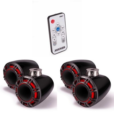 Kicker (2 Pair ) 47KMFC9 9''Horn-Loaded Tower Speakers with Flat-Mount Tower A...