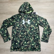 Under Armour Logo Green Camo Pullover Hoodie Lightweight Boys Youth Size XL NWT